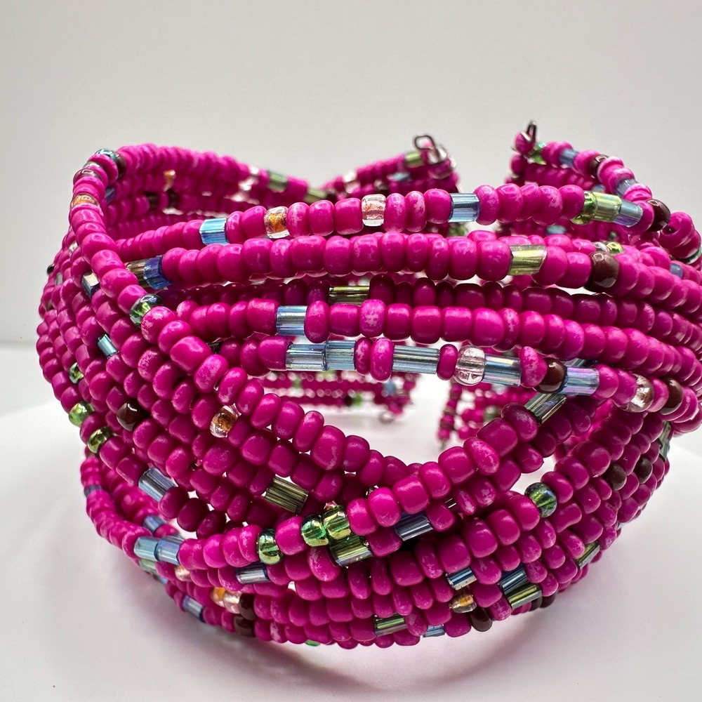 Vintage 90s Beaded Multi Strand Adjustable Women's Bracelet